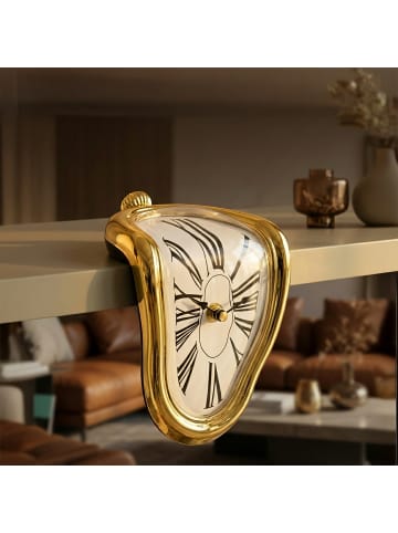 Tischuhr "Salvador Dalí" in Gold - (B)11,5 x (H)16 x (T)13 cm