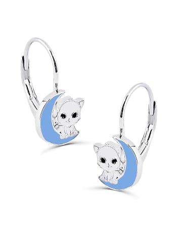 Silber Ohrringe 925 Katze 1,0 cm x 1,0 cm