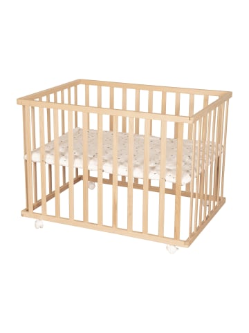 Laufgitter 75x100 cm höhenverstellbar mit Einlage Sternenzauber & Rollen