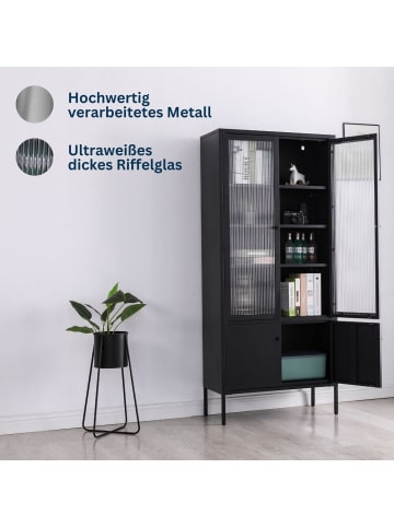 Vitrine Tokio aus Metall mit Glastüren in Schwarz