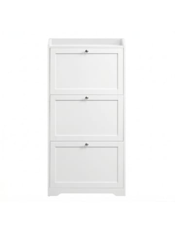 Schuhschrank Siren in Weiß - (B)60 x (H)121.2 x (T)24 cm