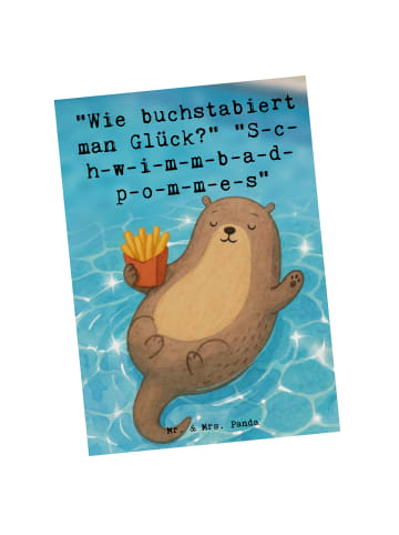 Grußkarte Otter Schwimmbad Pommes Design mit Sp... in Weiß