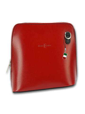 Leder Umhängetasche, Schultertasche Florence Tasche rot, schwarz ca. 17cm
