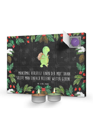 Adventskalender Schildkröte Wanderer mit Spruch in Kreidetafel