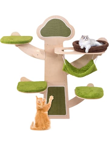 Katzenwand mit Plattformen in Grün