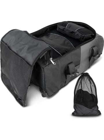 Reisetrolley 90L inkl. Kleidertaschen in Schwarz/Grau