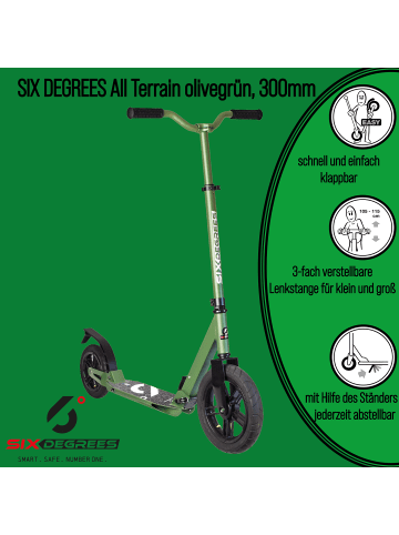 Aluminium Scooter All Terrain 300/205 mm in olivgrün