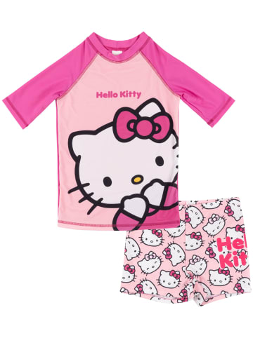 Hello Kitty Schwimmset UV-Schutz 30 Badeanzug Shirt Hose Zweiteiler in rosa