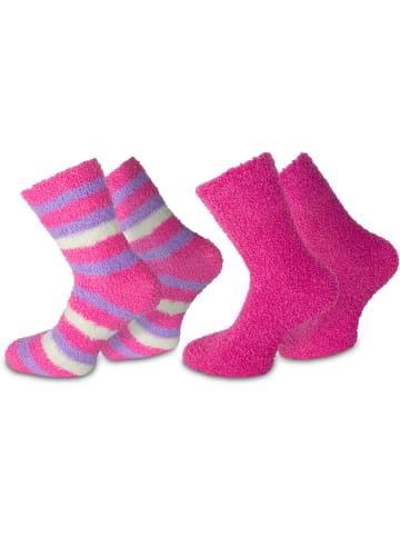 2 Paar Kuschel-Socken Ringel in Pink