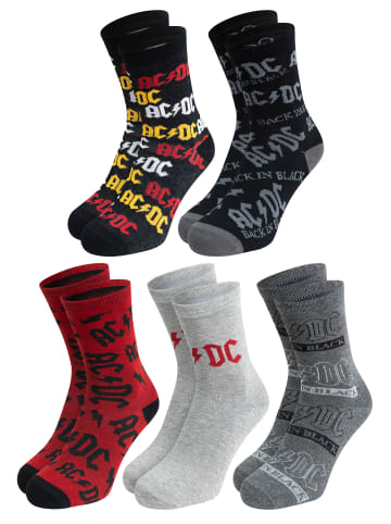 5er Pack AC/DC Rockband Socken Sneaker Strümpfe in Mehrfarbig