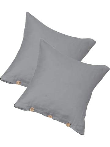 Halbleinen, Leinen/Halbleinen Kuschelkissenbezug 2er-Pack Deggendorf in silber
