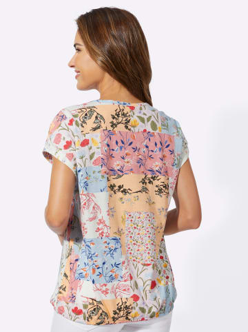 Kurzarm-Shirt in mint-rosé-bedruckt