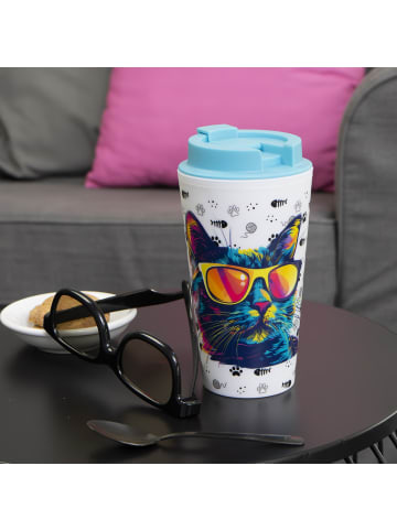 Coffee to go Becher Cool Cat in Türkis - 400ml