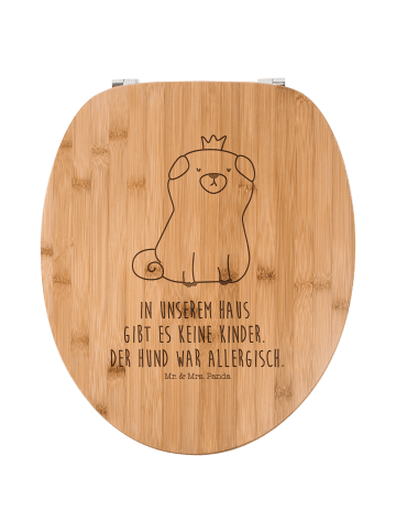 WC Sitz Mops Krone mit Spruch in Transparent