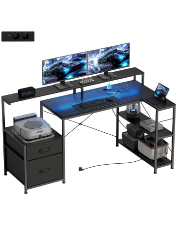 Gaming Tisch in Schwarz 165L x 80B x 91,5H cm