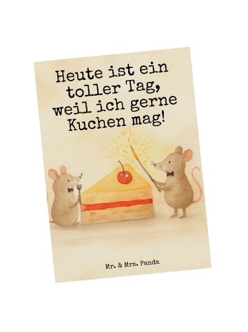 Postkarte Mäuse Kuchen Design mit Spruch in Weiß