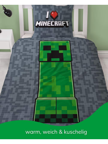Bettwäsche-Set Biber "Minecraft" in Grün / Grau