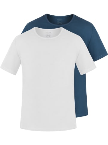 2er Set Herren T-Shirts aus Bio-Baumwolle Nyons in Marine/Weiß