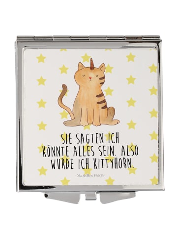 Frauenspiegel Einhorn Katze mit Spruch in Weiß