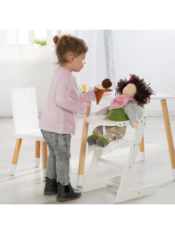 Weißer Puppenhochstuhl Stella aus Holz – für Puppen & Babypuppen