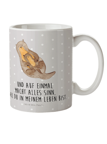 Teebecher Otter Kind mit Spruch in Grau Pastell