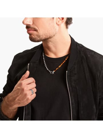 Kette Mit Braunen Beads Geschwärzt in silber ,braun
