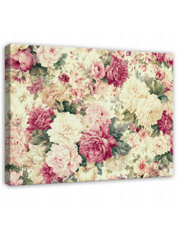 Leinwandbild Blumen in Beige