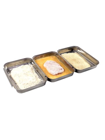 3tlg.-Set: Panierstation in Silber - (L) 45,5 cm x (B) 18 cm x (H) 2,5 cm