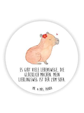 Magnet Capybara Blume mit Spruch in Weiß