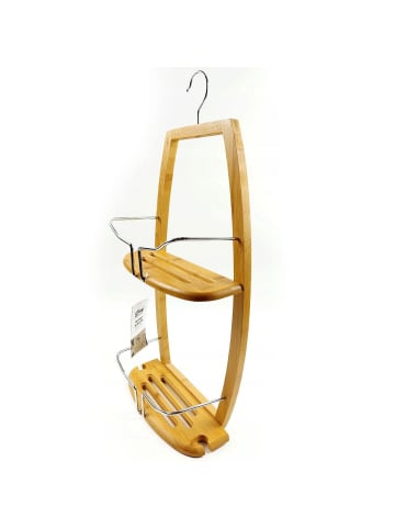 Badezimmerregal für Dusche, Bambus - 2 Ebenen in Braun, 12,5 x 61 x 27 cm