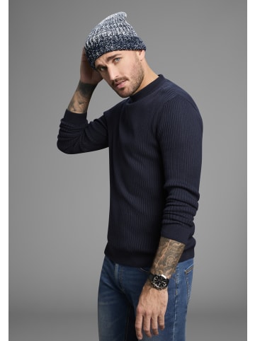 Strickmütze in marine-weiß melange