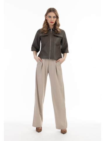 Damen Lederhemd in Taupe