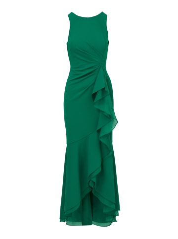 Langes Abendkleid Ruffle Crepe Halter Gown in Radiant Emerald