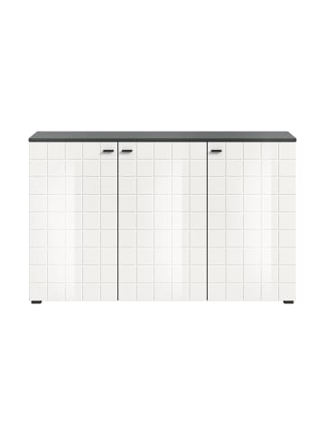 Sideboard (B/H/T): 138x86x37 in weiß Hochglanz und anthrazit