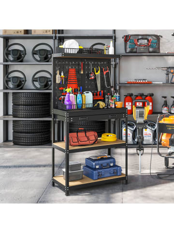 Werkbank in Schwarz 80L x 40,5B x 155H cm