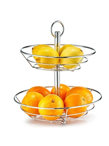Servieretagere für Obst, 2 Ebenen in Silbern, Ø 26 cm