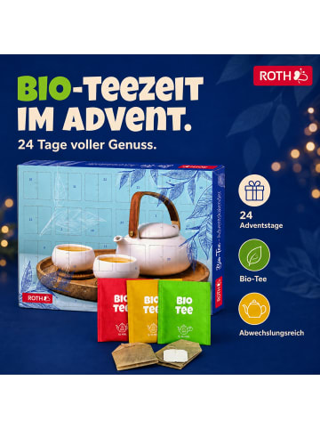 Tee-Adventskalender mit 24 Teebeuteln in Blau