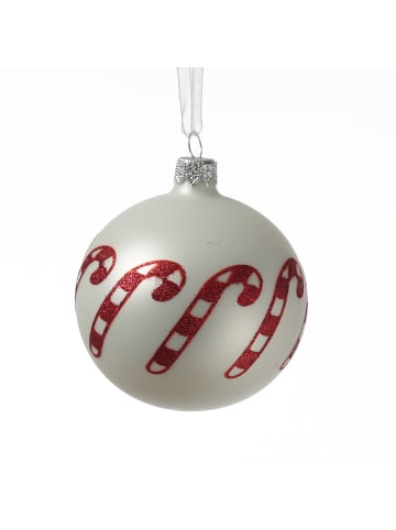 Christbaumkugel Zuckerstange Weihnachtskugel Glas D: 8cm in matt weiß