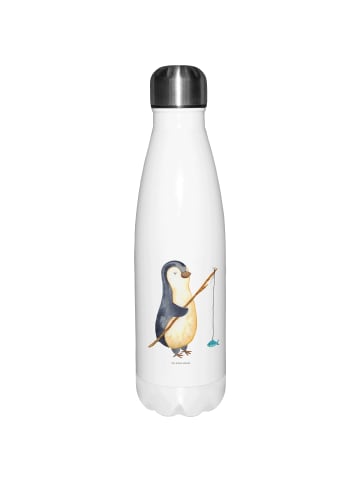 Sportflasche Pinguin Angler ohne Spruch in Weiß
