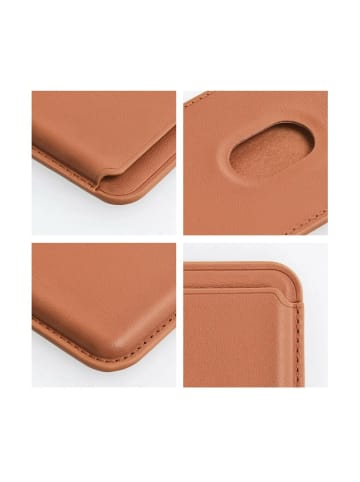 Magnetische Geldbörse aus Leder kompatibel mit Geräten in Braun