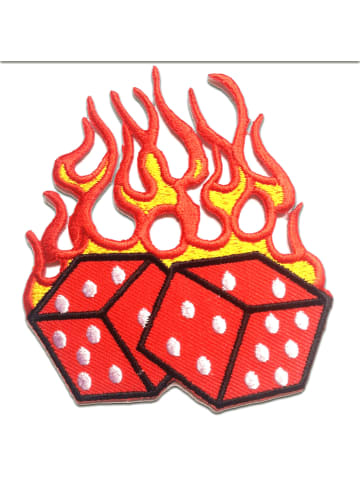 Würfel Mit FlammenApplikation Bügelbild inRot