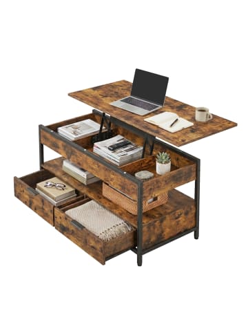 Couchtisch Barnet in Vintagebraun-Tintenschwarz - (B)100 x (H)(48-63) x (T)50 cm