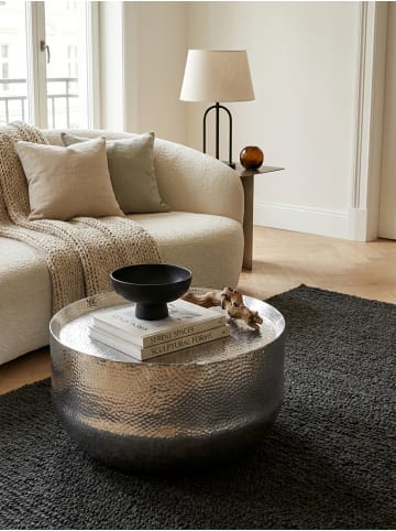Couchtisch Aluminium Silber 60x60x35cm Wohnzimmertisch Hammerschlag in Silbern