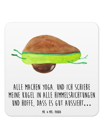 Bierdeckel Avocado Yoga mit Spruch in Weiß