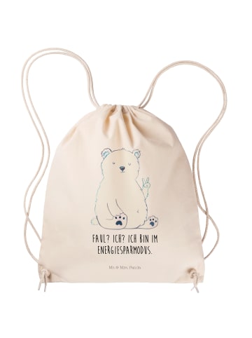 Jutebeutel Eisbär Faul mit Spruch in Creme