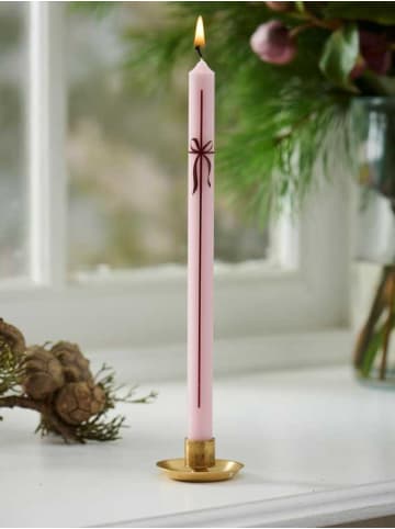 DÜNNE Kerze Hellrosa mit SCHLEIFE Lila Ø 1,3 cm Länge 20 cm 5er Set