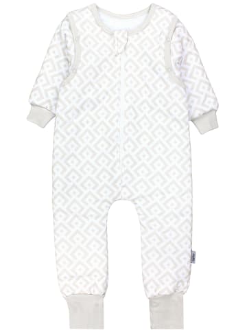 Baby Schlafsack mit Beinen und Ärmel ganzjährig in beige/weiß