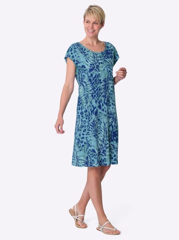 Sommerkleid in royalblau-aquamarin-bedruckt