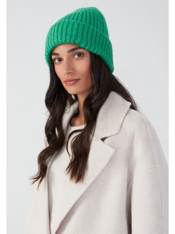 Strick-Beanie melange in green