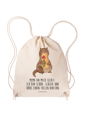 Jutebeutel Otter Blumenstrauß mit Spruch in Creme